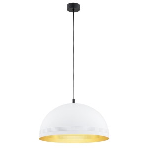 Lampa wisząca kopuła ze złotym środkiem stalowa lampa biała BONITA 8241