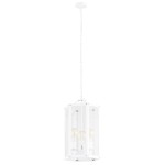 Lampa wisząca na łańcuchu biała stalowa klatka z przezroczystymi szybami BODRUM 1251