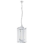 Lampa wisząca na łańcuchu chrom stalowa klatka z przezroczystymi szybami BODRUM 1252