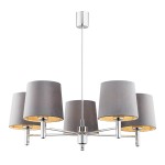 Żyrandol w stylu glamour lampa wisząca elegancka szary abażur chrom BOLZANO 2108