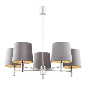 Żyrandol w stylu glamour lampa wisząca elegancka szary abażur chrom BOLZANO 2108