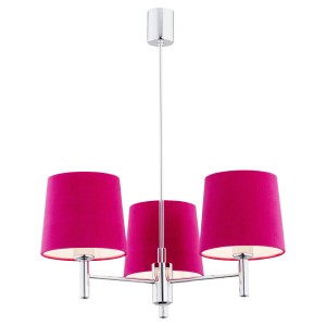 Lampa wisząca żyrandol chrom 3-płomienny glamour welurowy abażur róż BOLZANO 1382