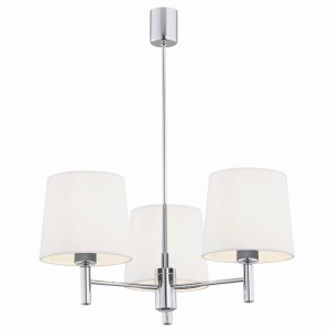 Żyrandol chrom lampa wisząca glamour biały abażur BOLZANO 6114