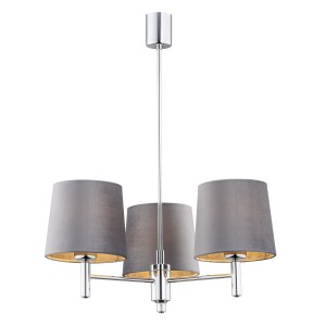 Żyrandol chrom lampa wisząca glamour szary abażur BOLZANO 6107
