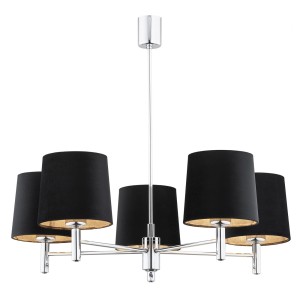 Żyrandol w stylu glamour lampa wisząca elegancka czarny abażur chrom BOLZANO 2104