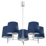 Lampa wisząca żyrandol chrom duża glamour welurowy abażur granat BOLZANO 2074