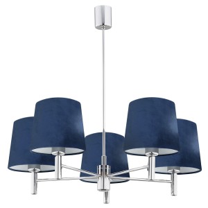 Lampa wisząca żyrandol chrom duża glamour welurowy abażur granat BOLZANO 2074