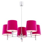 Lampa wisząca żyrandol chrom duża glamour welurowy abażur róż BOLZANO 2075