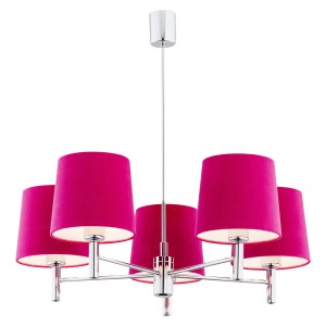Lampa wisząca żyrandol chrom duża glamour welurowy abażur róż BOLZANO 2075