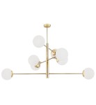 Lampa wisząca, designerski złoty żyrandol białe kule CAMERON 5043