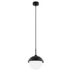 Lampa ze szklaną kulką mlecznym kloszem i metalową kopułką kapelusikiem nowoczesny industrialny design CAPPELLO 8295 czarna
