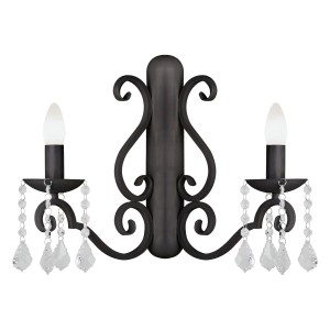 Kinkiet czarny z kryształkami w stylu glamour, modern chic Diadema 7184