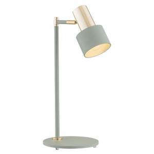 Lampka biurkowa zielona szałwia nowoczesna minimalistyczna ze złotymi elementami DORIA 4276