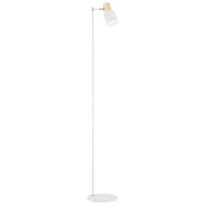 Nowoczesna minimalistyczna biała lampa podłogowa ze złotymi elementami DORIA 4258
