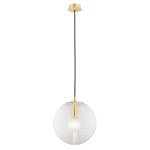 Lampa wisząca szklana kula mosiądz podsufitka EVANS 8577