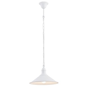 Industrialna metalowa lampa wisząca biała na łańcuchu ERBA 630