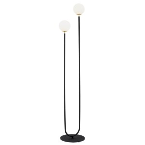 Lampa podłogowa czarna białe kulki lampa stojąca do salonu FERRONE 7073