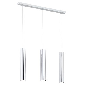 Nowoczesna stalowa lampa wisząca chrom 3 tuby listwa styl glamour GOMERA 1316