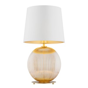 Lampa kula stołowa duży abażur kremowy miodowa HAMILTON 8534
