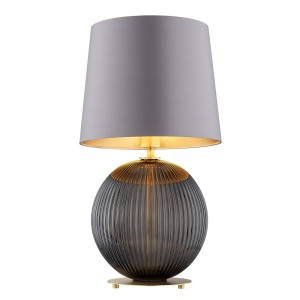 Ciemne szkło lampa stołowa do salonu szary abażur HAMILTON 8539