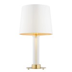 Lampa stołowa szklana biały abażur mosiądz HAMPTON 8540