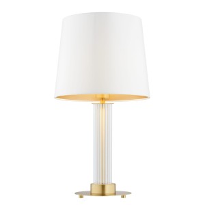 Lampa stołowa szklana biały abażur mosiądz HAMPTON 8540