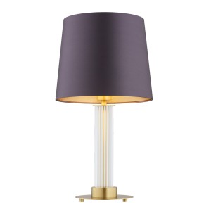 Duża lampa stołowa szklana śliwkowy abażur HAMPTON 8543