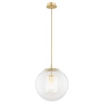 Ryflowane szkło w szkle kula modern classic lampa wisząca mosiądz szczotkowany HAMPTON 8626