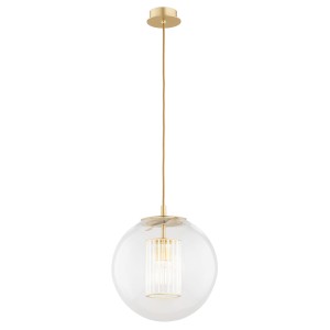 Ryflowane szkło w szkle kula modern classic lampa wisząca mosiądz szczotkowany HAMPTON 8626