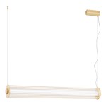 Efektowna lampa wisząca z ryflowanego szkłą tuba 80 cm mosiądz, LED HAMPTON 8627 glamour