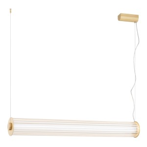 Efektowna lampa wisząca z ryflowanego szkłą tuba 80 cm mosiądz, LED HAMPTON 8627 glamour