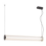 Efektowna lampa wisząca z ryflowanego szkłą tuba 80 cm tytan szczotkowany, LED HAMPTON 8628 glamour