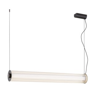 Efektowna lampa wisząca z ryflowanego szkłą tuba 80 cm tytan szczotkowany, LED HAMPTON 8628 glamour