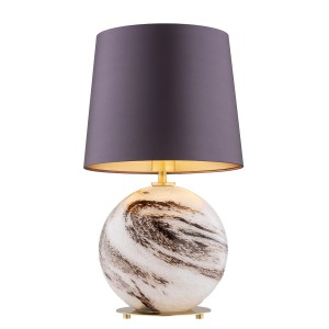 Alabastrowa lampa stołowa z dużym abażurem śliwkowy HARLEM 8548