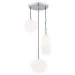 Szklana lampa wisząca biała szkło mleczne 3 klosze różne formy wysokości KALIMERA 1430