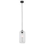 Prosta szklana lampa wisząca przezroczysty klosz czarny przewód KALIMERA 4039