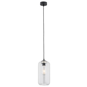 Prosta szklana lampa wisząca przezroczysty klosz czarny przewód KALIMERA 4039