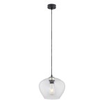 Prosta szklana lampa wisząca przezroczysty klosz czarny przewód kielich KALIMERA 4043