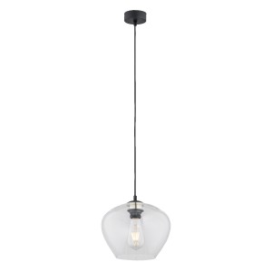Prosta szklana lampa wisząca przezroczysty klosz czarny przewód kielich KALIMERA 4043