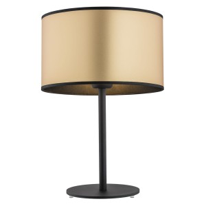 Prosta elegancka lampa stołowa złoty abażur okrągły lampka biurkowa SOMBOR 4297