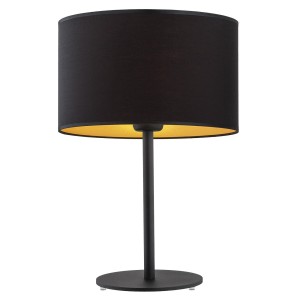 Prosta elegancka lampa stołowa czarna okrągły abażur lampka biurkowa KARIN 4342