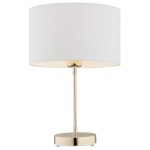 Elegancka prosta lampa stołowa złota z białym okrągłym abażurem KARIN 4301