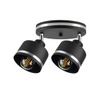 WAMA LAMPA SUFITOWA CZARNY 2X40W E27 KLOSZ CZARNY+SREBRNY
