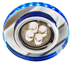 SS-23 CH/TR+BL GU10 50W+LED SMD 230V NIEBIESKI 2 1W CHROM oczko sufitowe  lampa sufitowa  STAŁA  OKRĄGŁA  SZKŁO TRANSPARENTNE