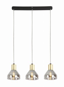 LAMPA WISZĄCA GREGORY CZARNY BRĄZ 3X40W E14 KLOSZ DYMIONY