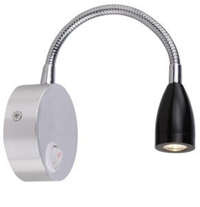 DINO KINKIET 3W LED CHROM/ALUMINIUM KLOSZ STOŻEK CZARNY
