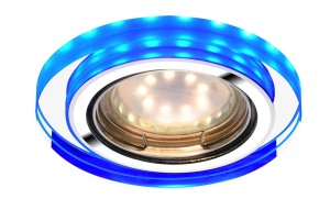 SSU-23 CH/TR+BL GU10 50W+LED SMD 230V NIEBIESKI 2 1W CHROMoczko sufitowe  lampa sufitowa  OKRĄGŁA   SZKŁO TRANSPARENTNE