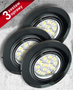 ZESTAW TRZECH OPRAW SS-15 CH/BK CZARNE  3X50W GU10 BEZ ZARÓWKI