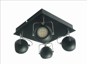 PLAFON TONY 4X3W LED GU10 CZARNY MATOWY