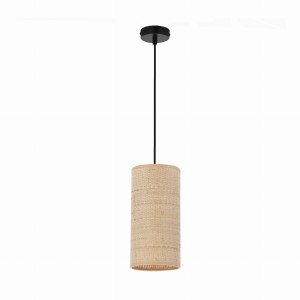 Fleri lampa wisząca czarny 1x60 e27 abażur 12x25 beżowy ratan
